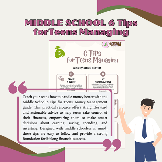 MIDDLE SCHOOL 6 Tips for Teens Managing Money Better - Digital Printable Infographic