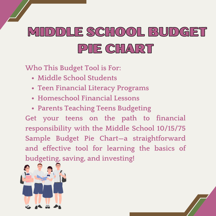 MIDDLE SCHOOL BUDGET PIE CHART - Digital Printable Budget Chart