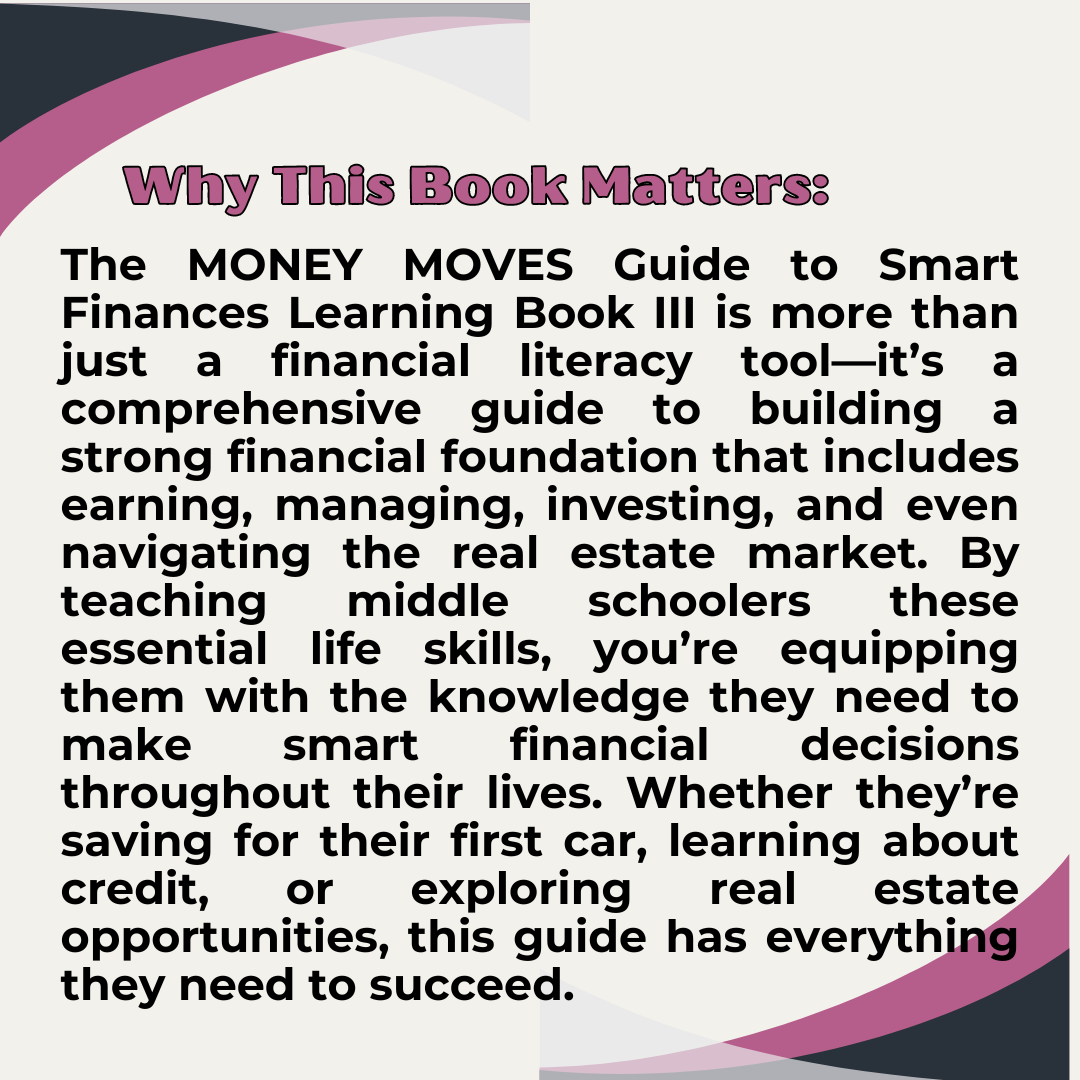 Middle School Volume III Money Moves Financial Literacy Learning Book III Digital Downloadable and Printable