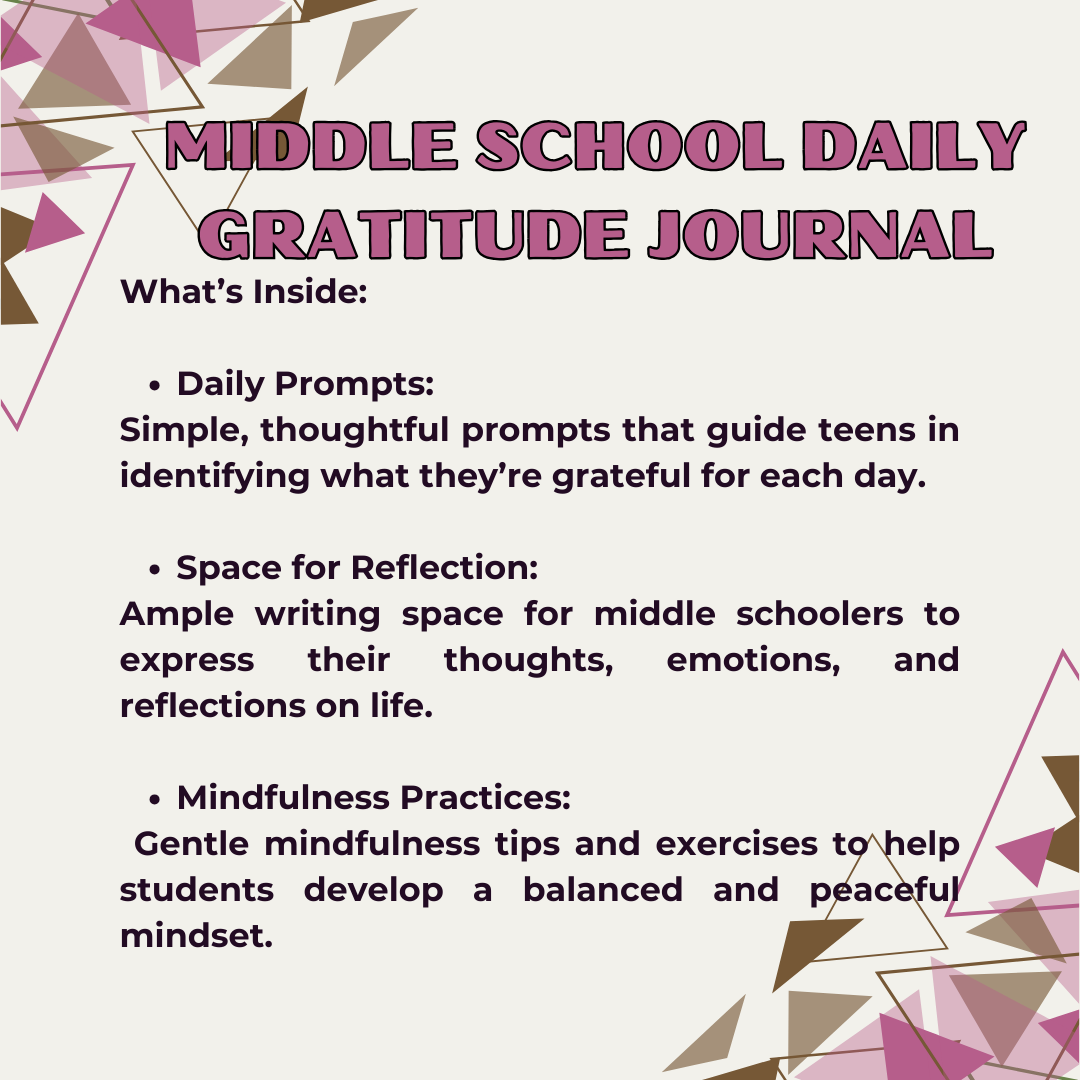 Middle School Daily Gratitude Journal Digital Printable