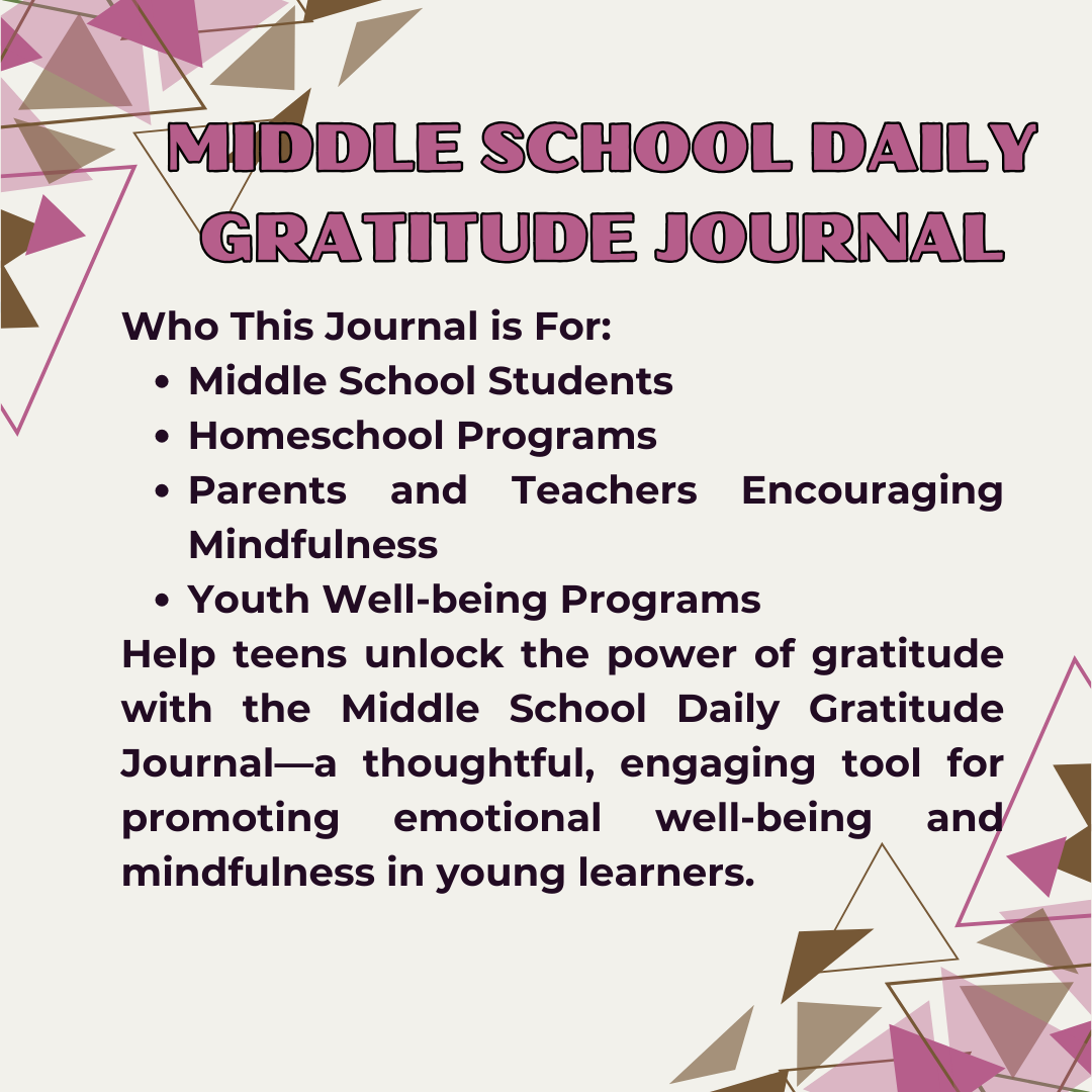 Middle School Daily Gratitude Journal Digital Printable