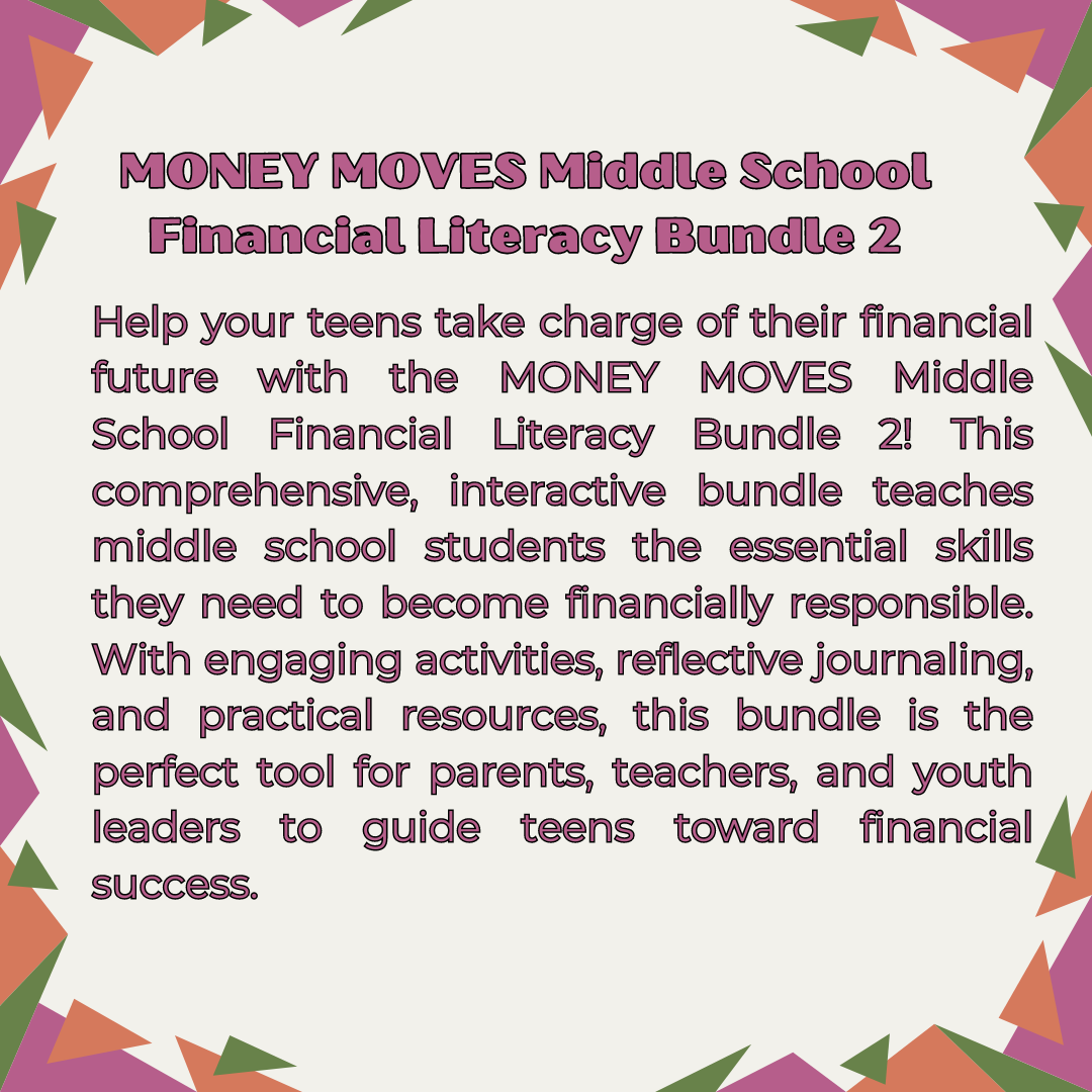 Money Moves Middle School Financial Literacy Bundle 2 Kids Money Learning Book Financial Literacy for Kids Fun Money Book for Kids Workbook