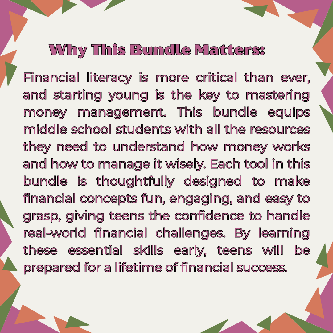 Money Moves Middle School Financial Literacy Bundle 2 Kids Money Learning Book Financial Literacy for Kids Fun Money Book for Kids Workbook