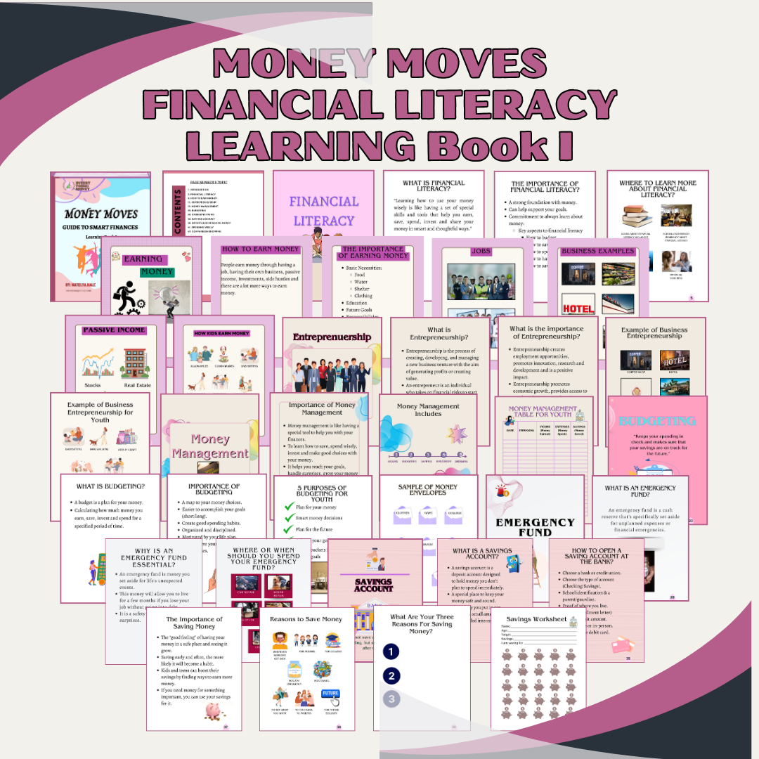 Middle School Volume I Money Moves Financial Literacy Learning Book I Digital Downloadable and Printable