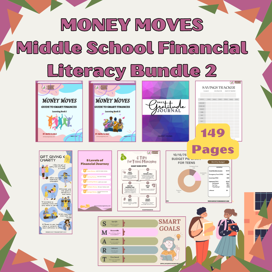 Money Moves Middle School Financial Literacy Bundle 2 Kids Money Learning Book Financial Literacy for Kids Fun Money Book for Kids Workbook