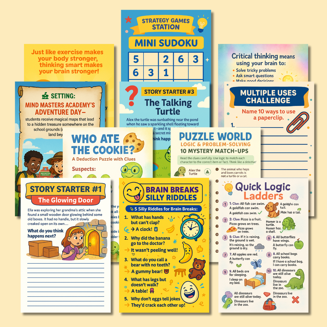 Elementary Mind Master | Critical Thinking Games for Kids | Brain Boosting Puzzles & Logic Activities for Young Thinkers | Printable Learning Workbook