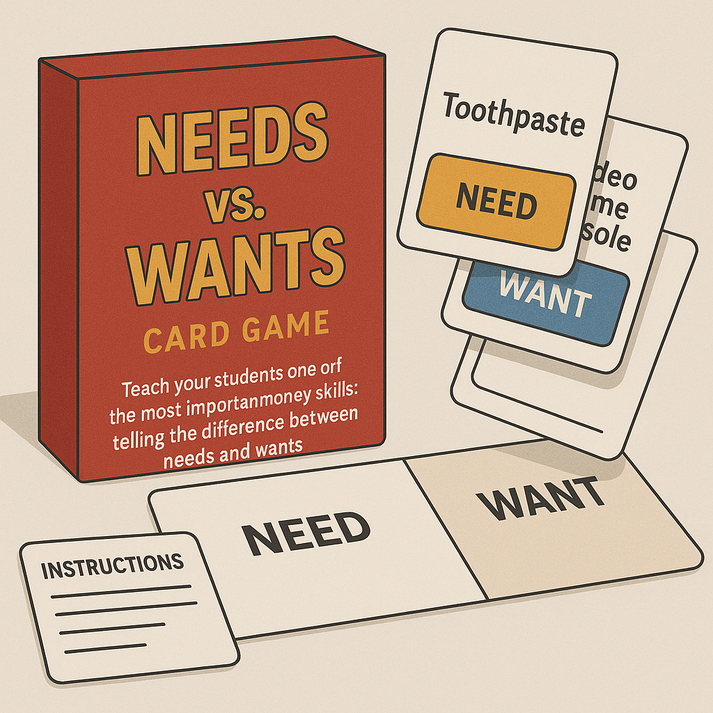 Needs vs. Wants Card Game Deck