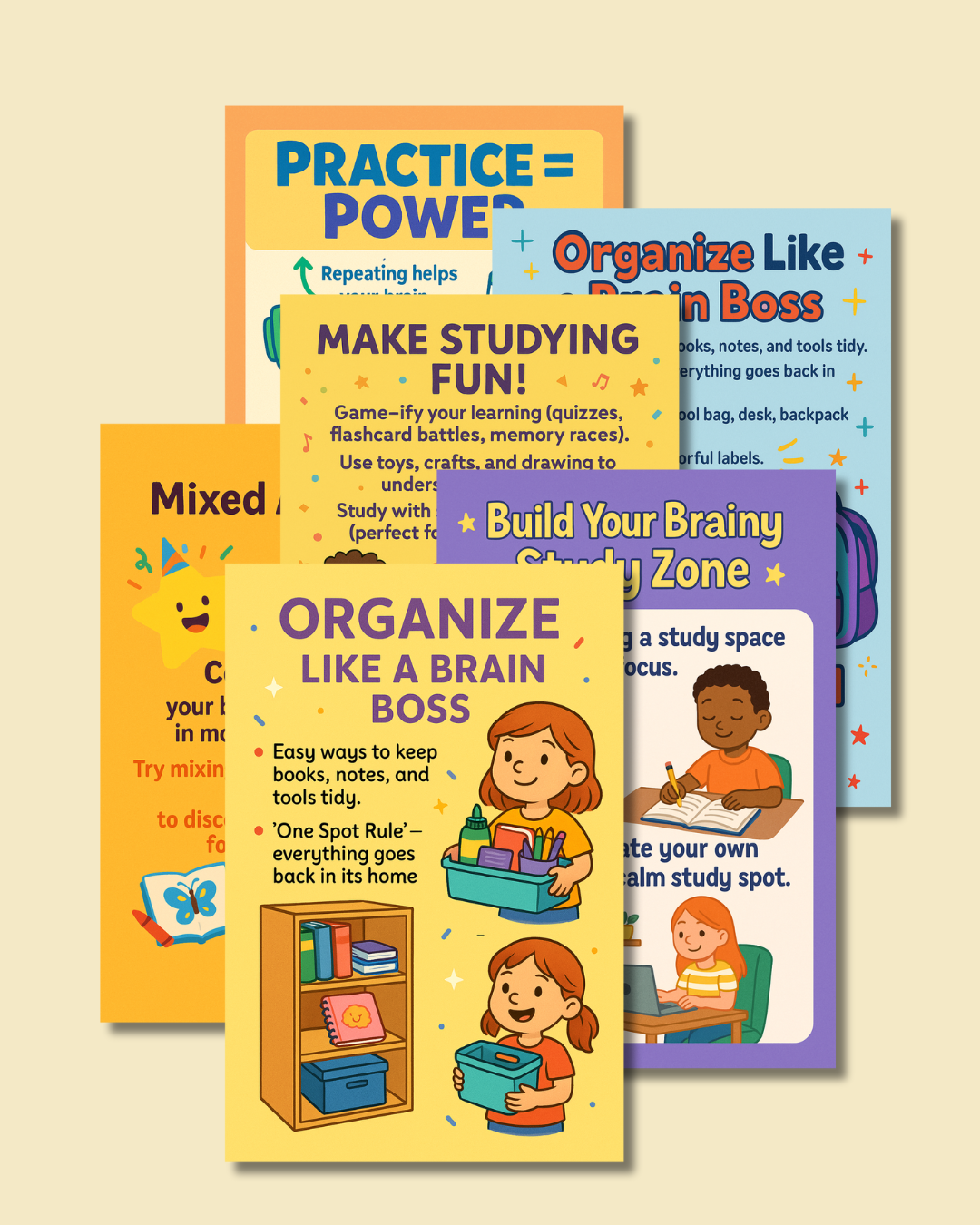 POWER UP YOUR BRAINS A Fun Study Plan for Kids | Digital Printable Workbook | Study Skills, Planners & Learning Tools