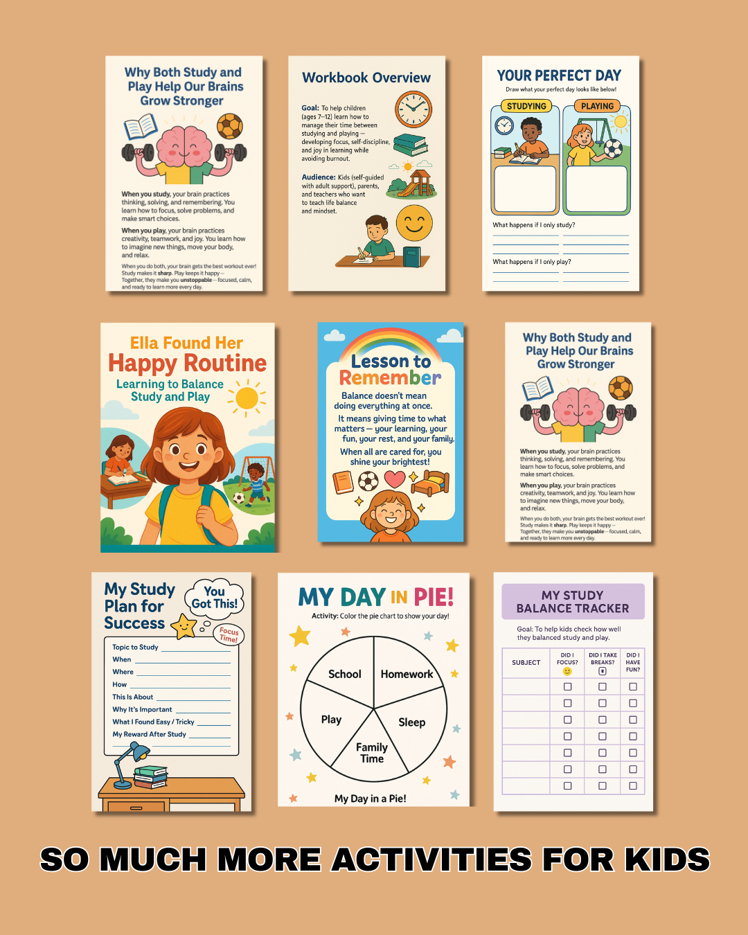 Study and Play Balance Workbook for Kids | The Best of Both Worlds | Printable Kids Workbook | Time Management & Focus Planner | Digital PDF