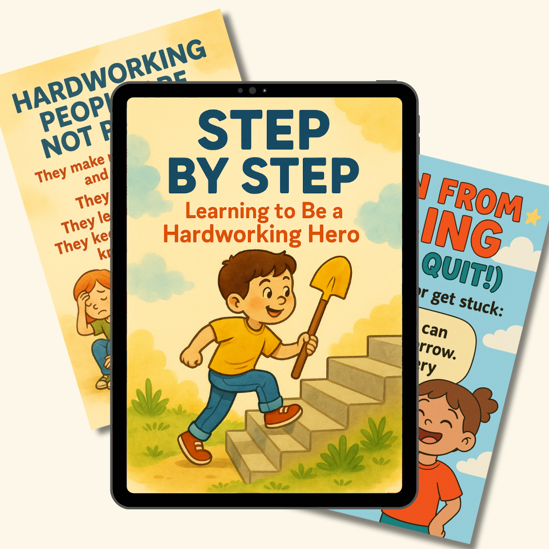 Step by Step: Learning to Be a Hardworking Hero – Kids Printable Workbook | Growth Mindset | Motivation for Kids | Goal Setting Activities