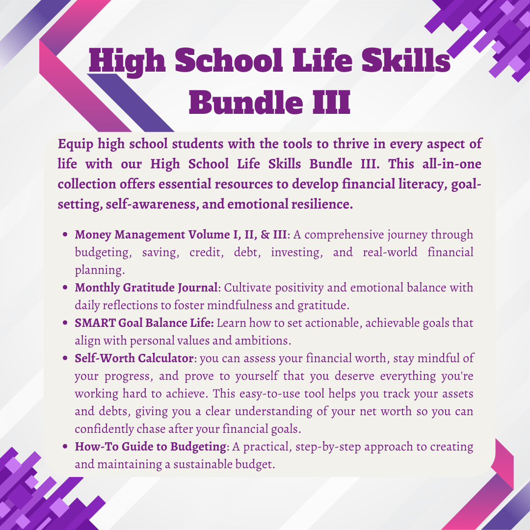 High School Financial Learning Book Digital Download Bundle III Youth Money Learning Book Financial Guide Book Youth Money Guide Book