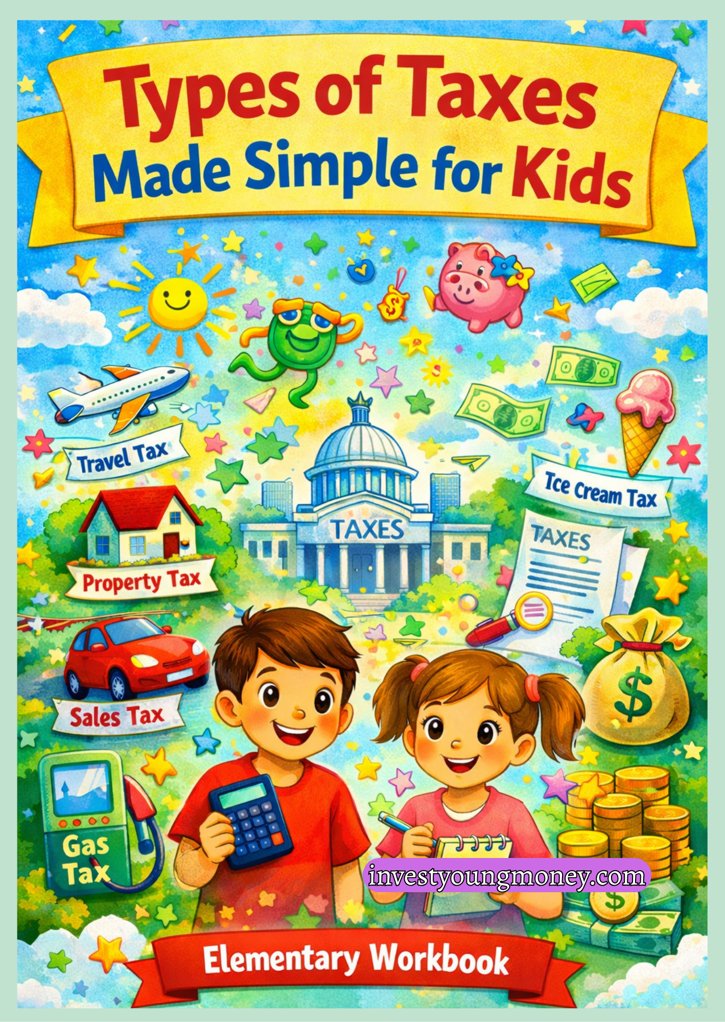 Types of Taxes Made Simple for Kids Workbook | Elementary Financial Literacy Printable | Tax Lessons & Money Skills Activities PDF
