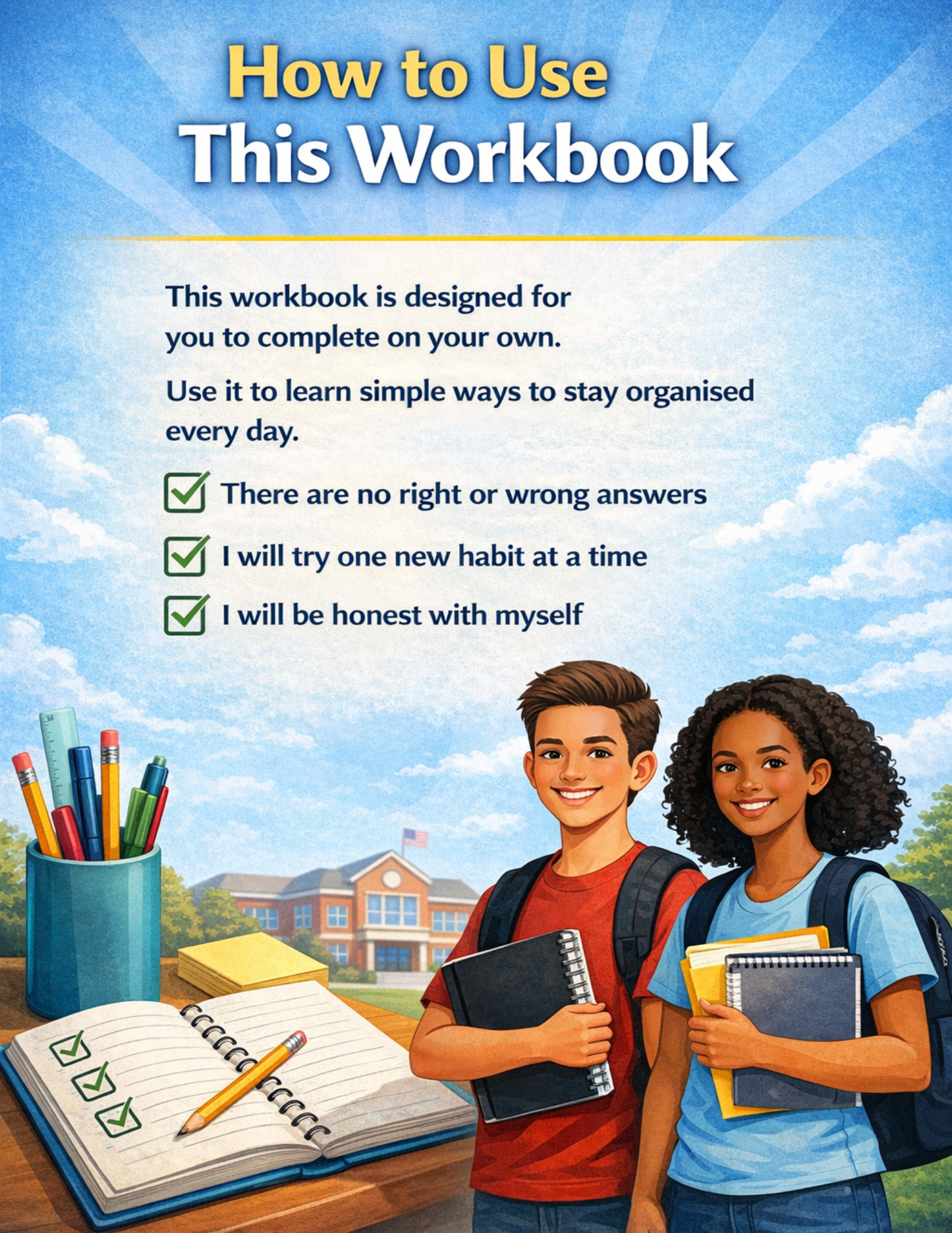 Middle School Organizational Skills Workbook (Printable Digital PDF)
