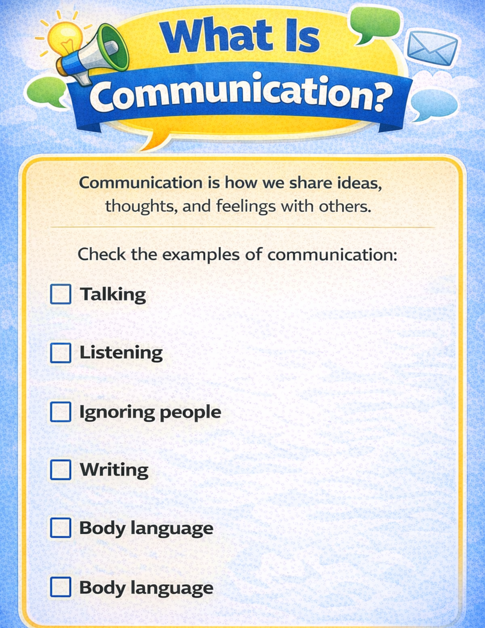 Middle School Communication Skills Workbook (Printable Digital PDF)