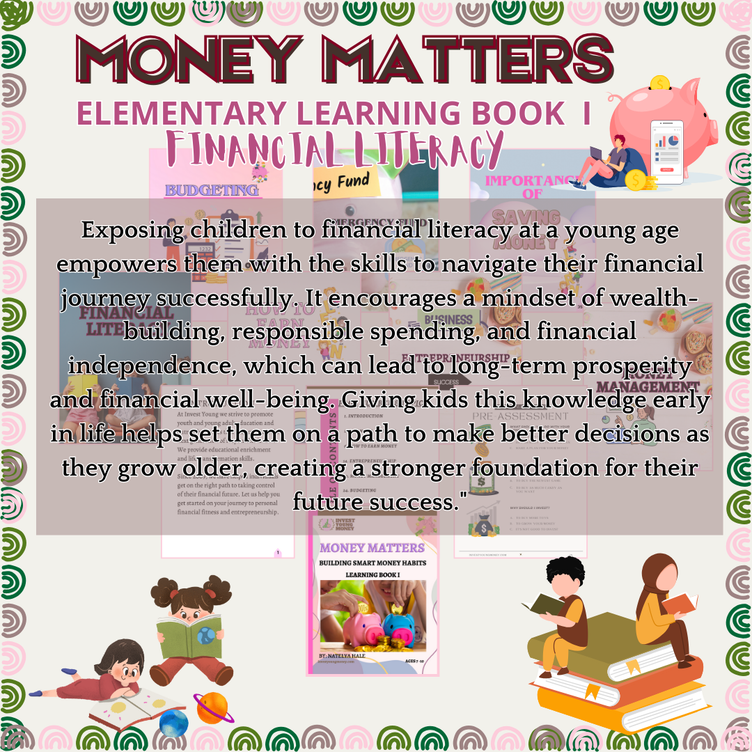 Elementary Financial Literacy Volume I  Printable Digital Product designed Young Learners Fundamentals of Financial Literacy Easily downloadable Children Workbook Key Concepts of Money Management.