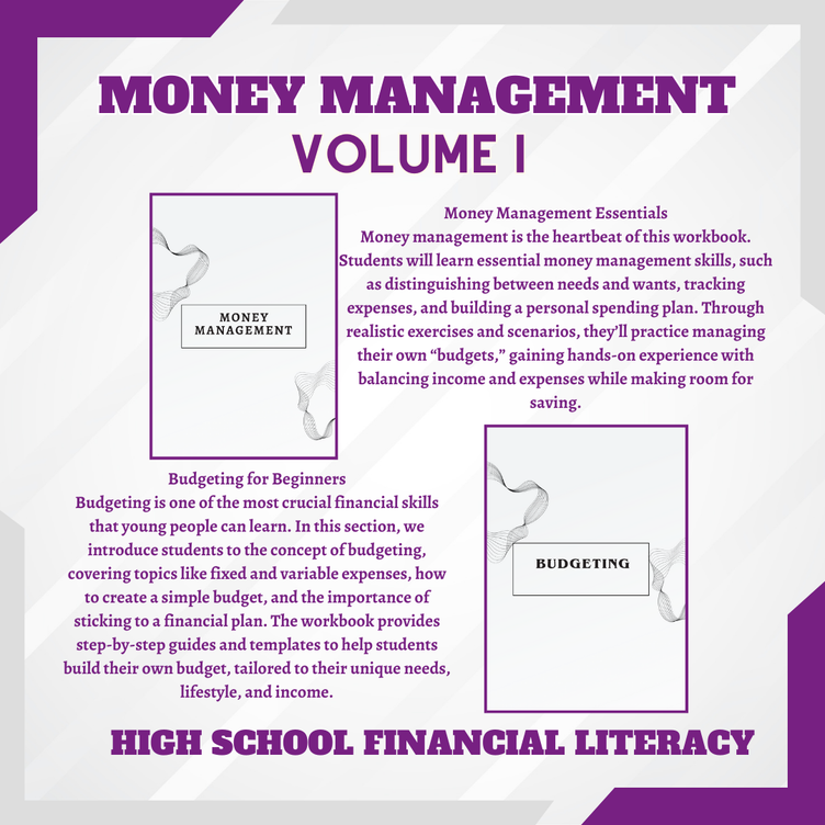 High School Money Management Digital Printable Volume I Teenager Financial Literacy Book Kids Money Book Money Management Book for Teenager