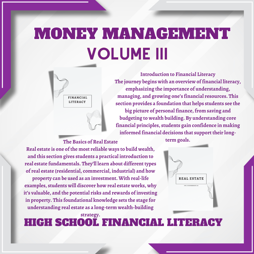 High School Money Management Digital Printable Volume III Financial Literacy Book for Teenager Money Learning Book for Kids Financial Guide