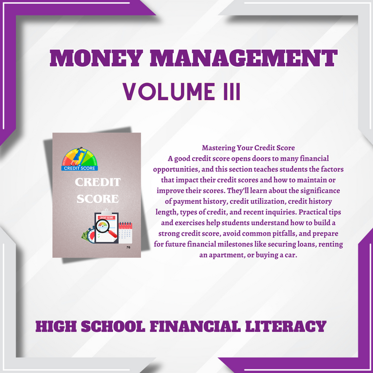 High School Money Management Digital Printable Volume III Financial Literacy Book for Teenager Money Learning Book for Kids Financial Guide