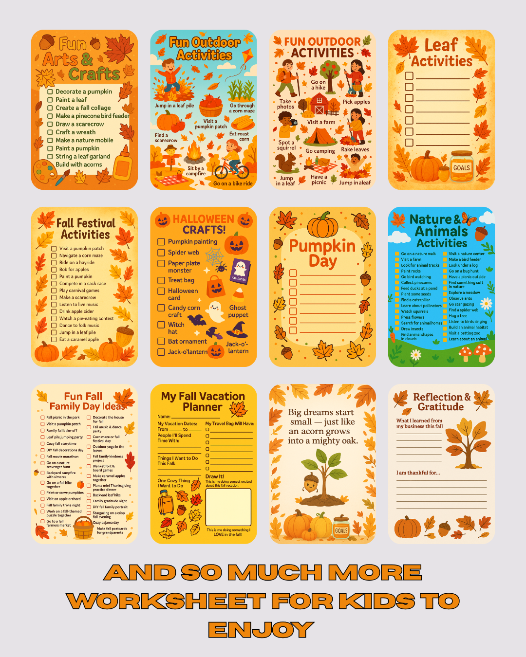 Fall Magic and Fun Ideas: Crafts, Games and Adventure for Kids | Autumn Activity Pack for Kids | Printable for Home or Classroom Activities