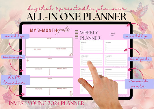 Invest Young 2024 Planner Simple Planner Beautiful Planner Purple Planner Organized Planner Daily Tracker Kid Friendly Planner Kid Planner