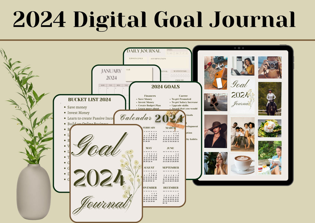 2024 Goal Journal Digital Goal Journal Printable Goal Journal Mindful Journal Self Care Daily Journal Daily Tracker Organized Daily Planner