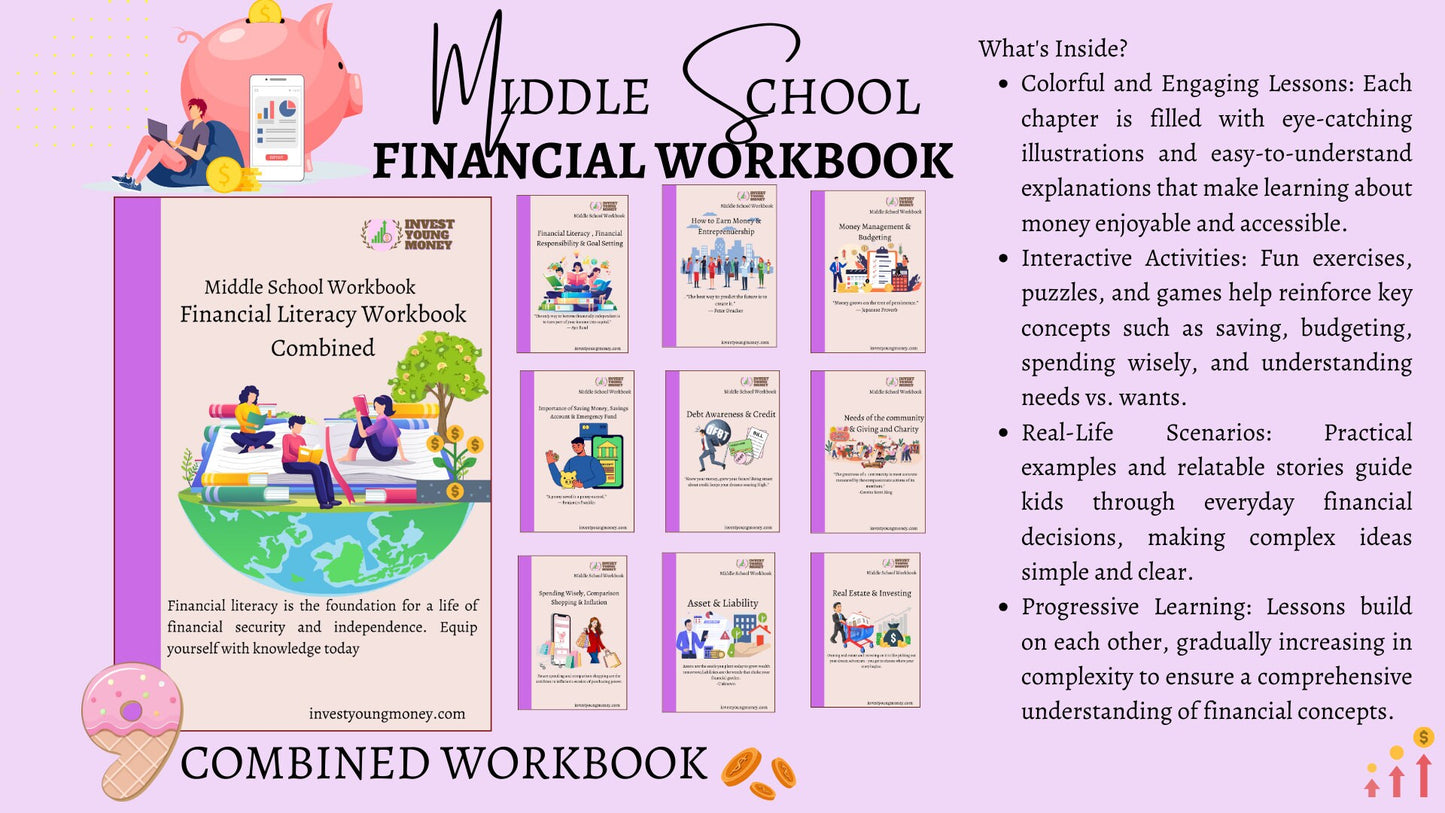 Money Moves Middle School Fun Workbook Summer Financial Literacy Activity Workbook Summer Fun Financial Activity Mini Workbook for Kids Activity for Kid