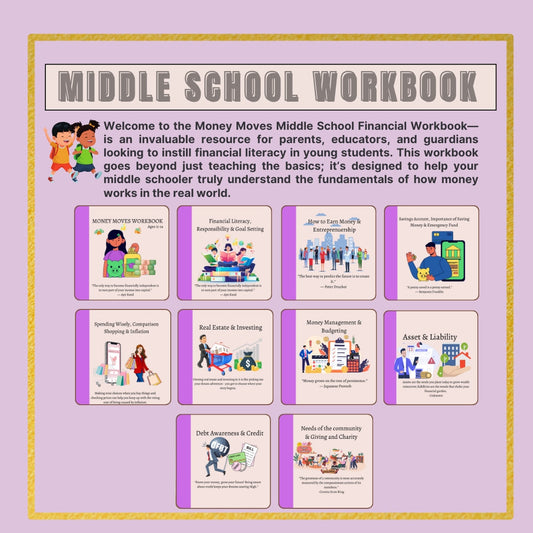 Money Moves Middle School Fun Workbook Summer Financial Literacy Activity Workbook Summer Fun Financial Activity Mini Workbook for Kids Activity for Kid