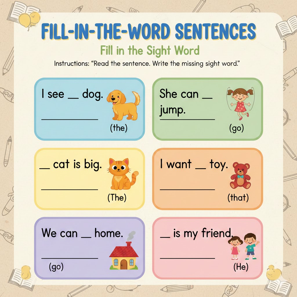 Sight Words Practice Pack | Kindergarten Reading Printable