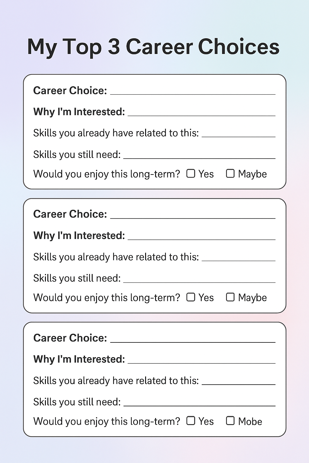 Career Exploration Workbook | High School Career Planning