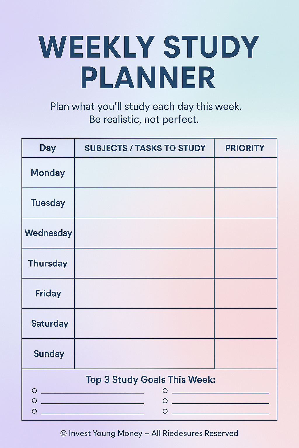 Study Skills & Productivity Toolkit | High School Planner & Organizer