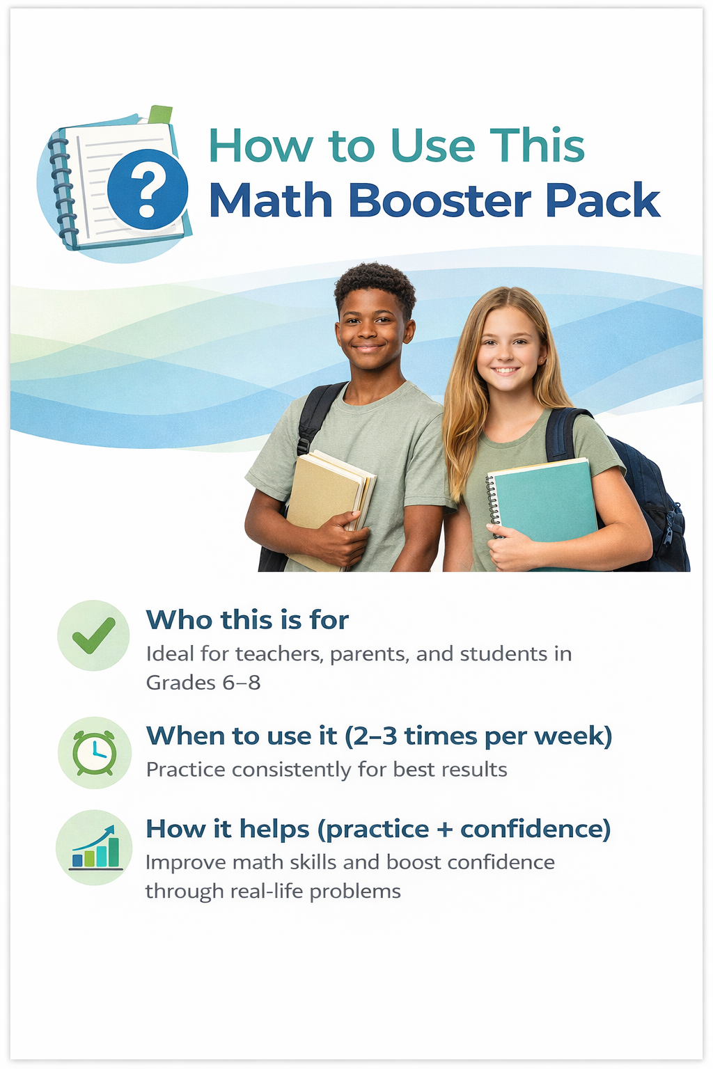Middle School Math Skills Booster Pack (Grades 6–8) | Printable Math Worksheets