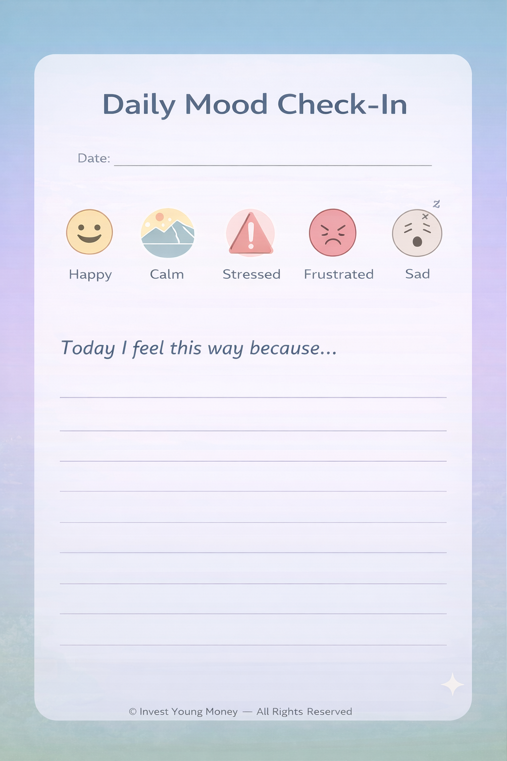 Middle School Emotional Check-in SEL Workbook