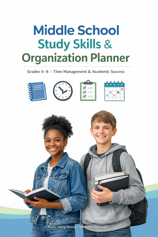 Middle School Study Skills & Organization Planner (Grades 6–8) | Printable Student Planner PDF