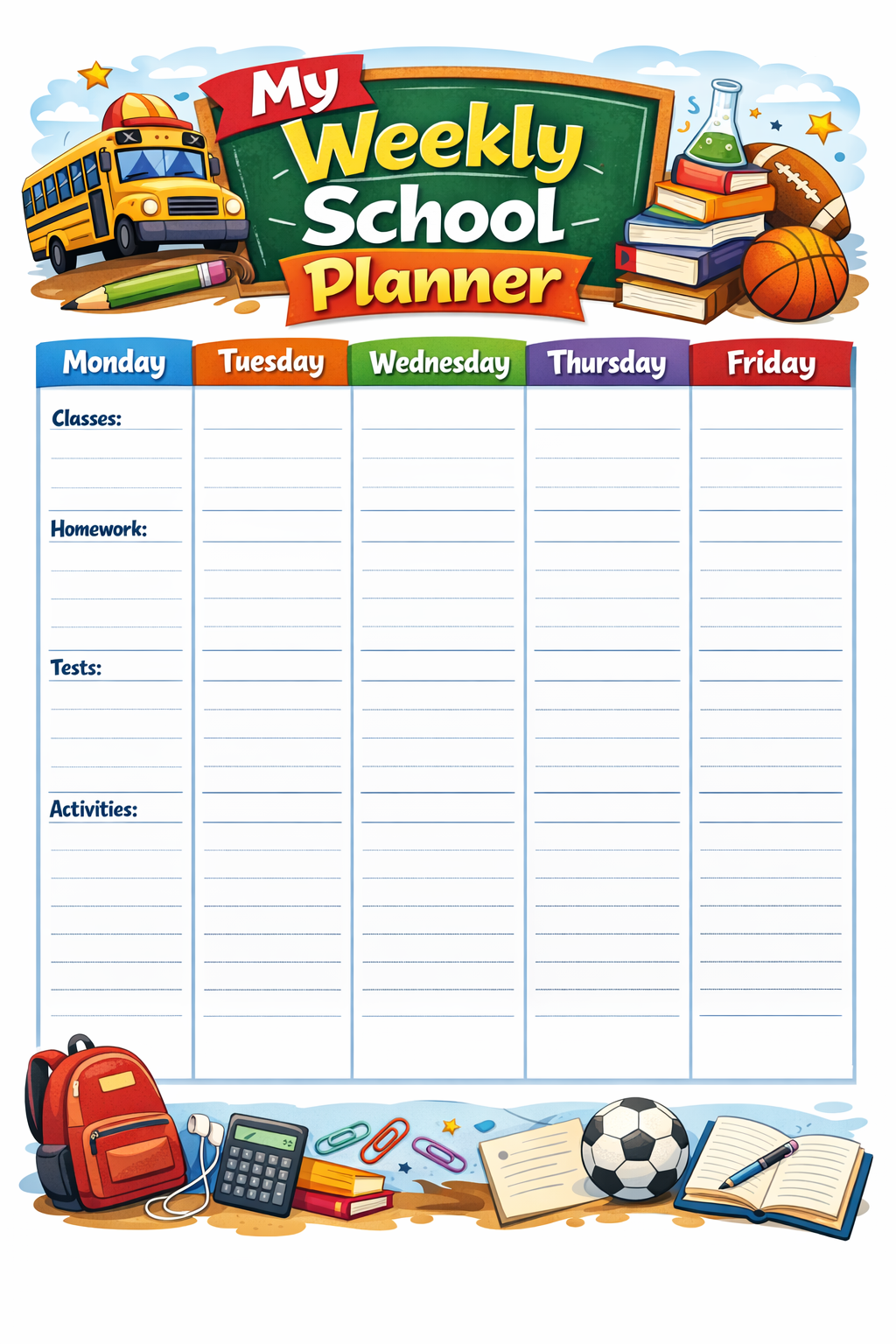 Middle School Study Skills & Organization Planner (Grades 6–8) | Printable Student Planner PDF