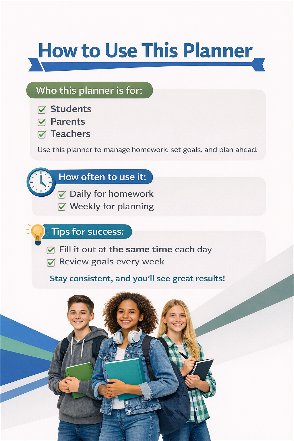 Time Management & Homework Planner | Printable Student Planner PDF