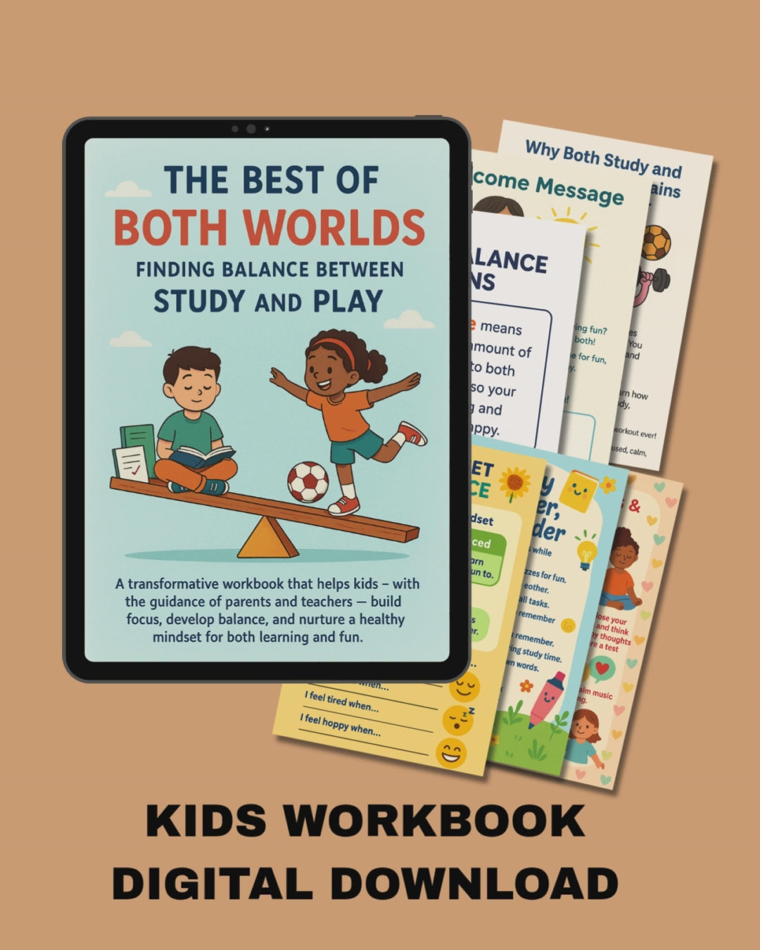 Study and Play Balance Workbook for Kids | The Best of Both Worlds | Printable Kids Workbook | Time Management & Focus Planner | Digital PDF