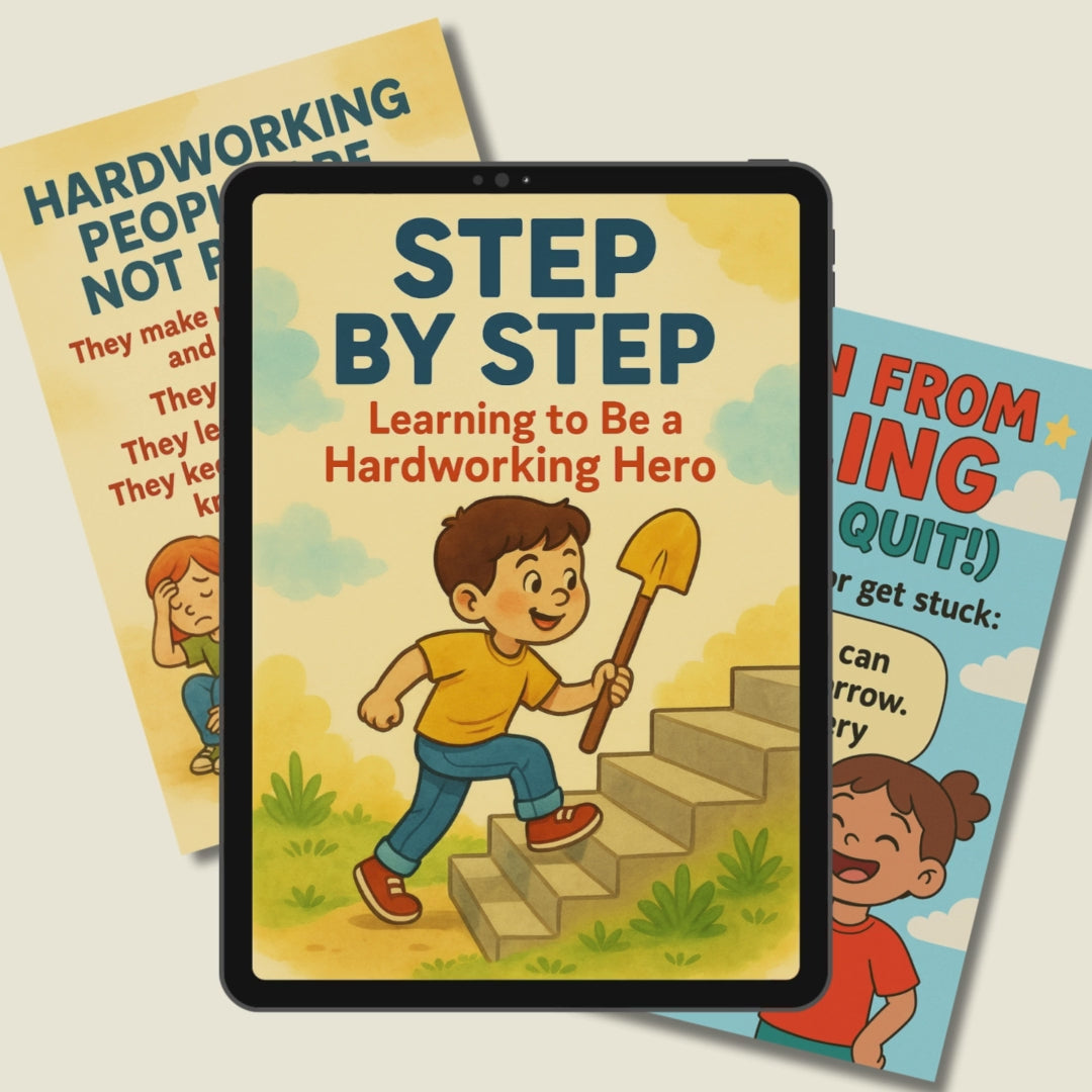 Step by Step: Learning to Be a Hardworking Hero – Kids Printable Workbook | Growth Mindset | Motivation for Kids | Goal Setting Activities