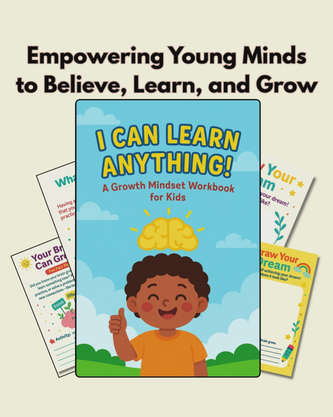 Growth Mindset for Kids | I Can Learn Anything Workbook | Printable Self-Confidence & Positive Thinking Activity | Digital Download