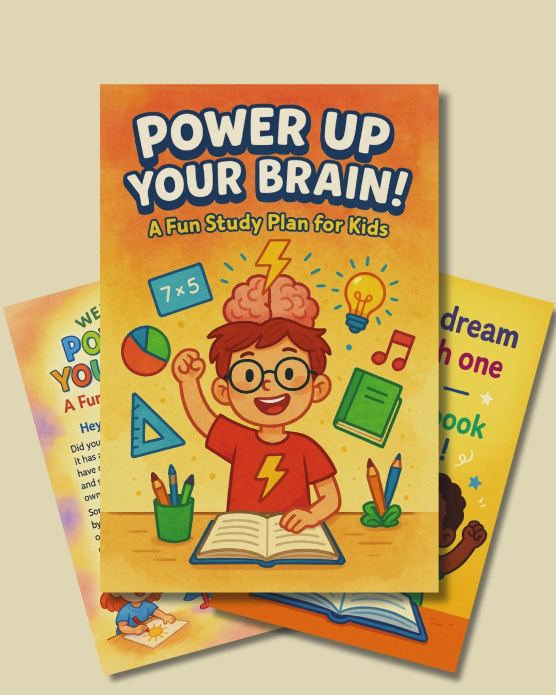 POWER UP YOUR BRAINS A Fun Study Plan for Kids | Digital Printable Workbook | Study Skills, Planners & Learning Tools
